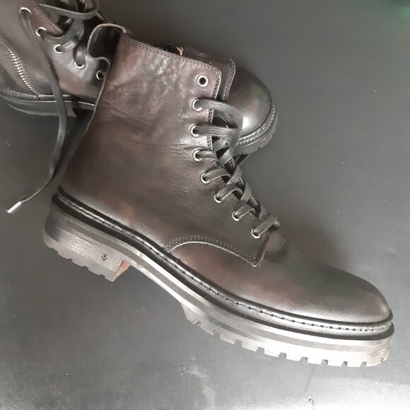 John Varvatos SZ 9.5 Union Combat Boots | Zip & Lace, Black Leather - Picture 16 of 16